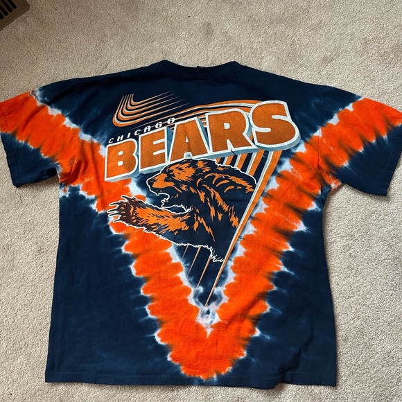 Adult Unisex Size Large Vintage Chicago Bears Tie-Dye T-Shirt - Navy and Orange - Picture 3 of 3